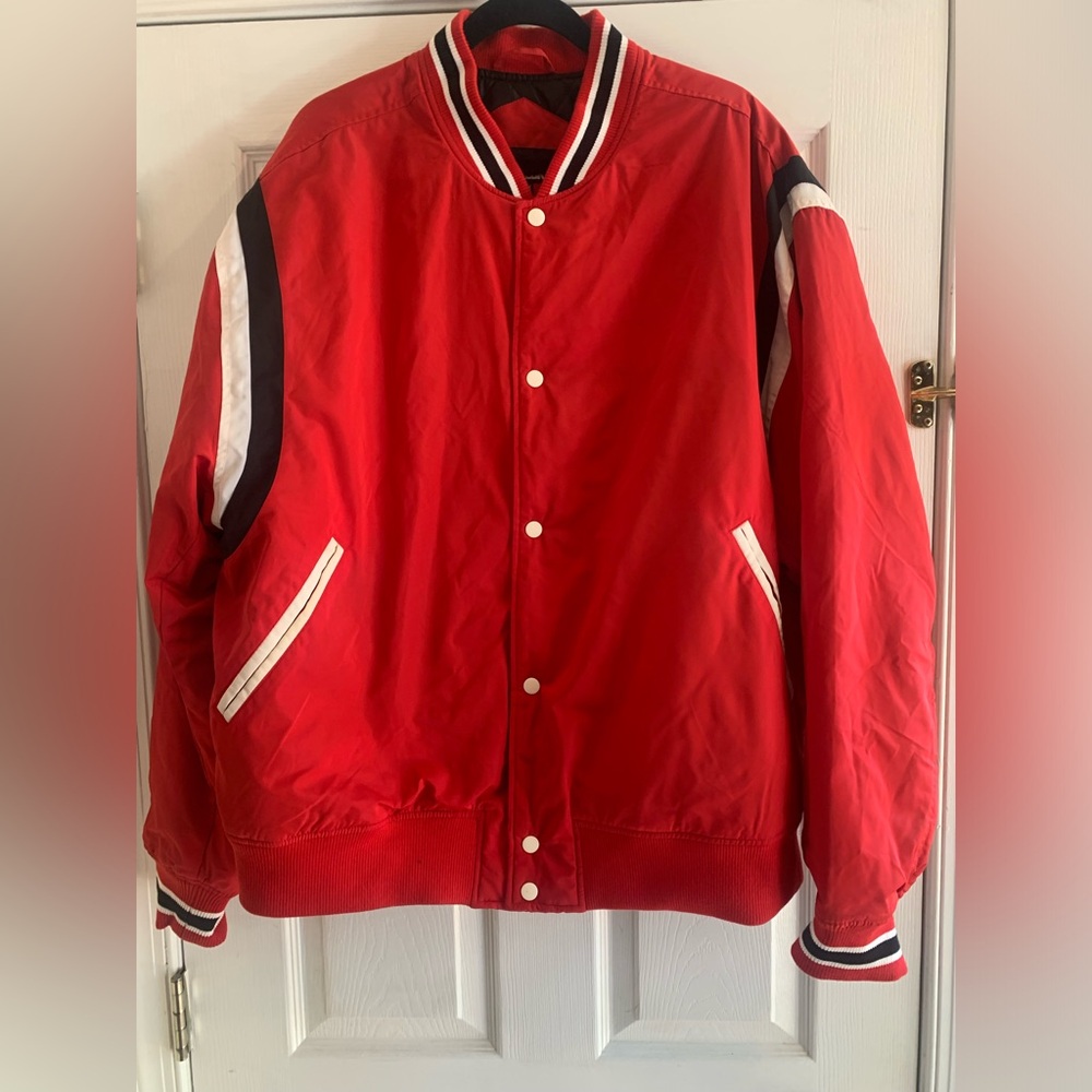 LCKR Mens Varsity Style Jacket size XXL Red with Blake and White